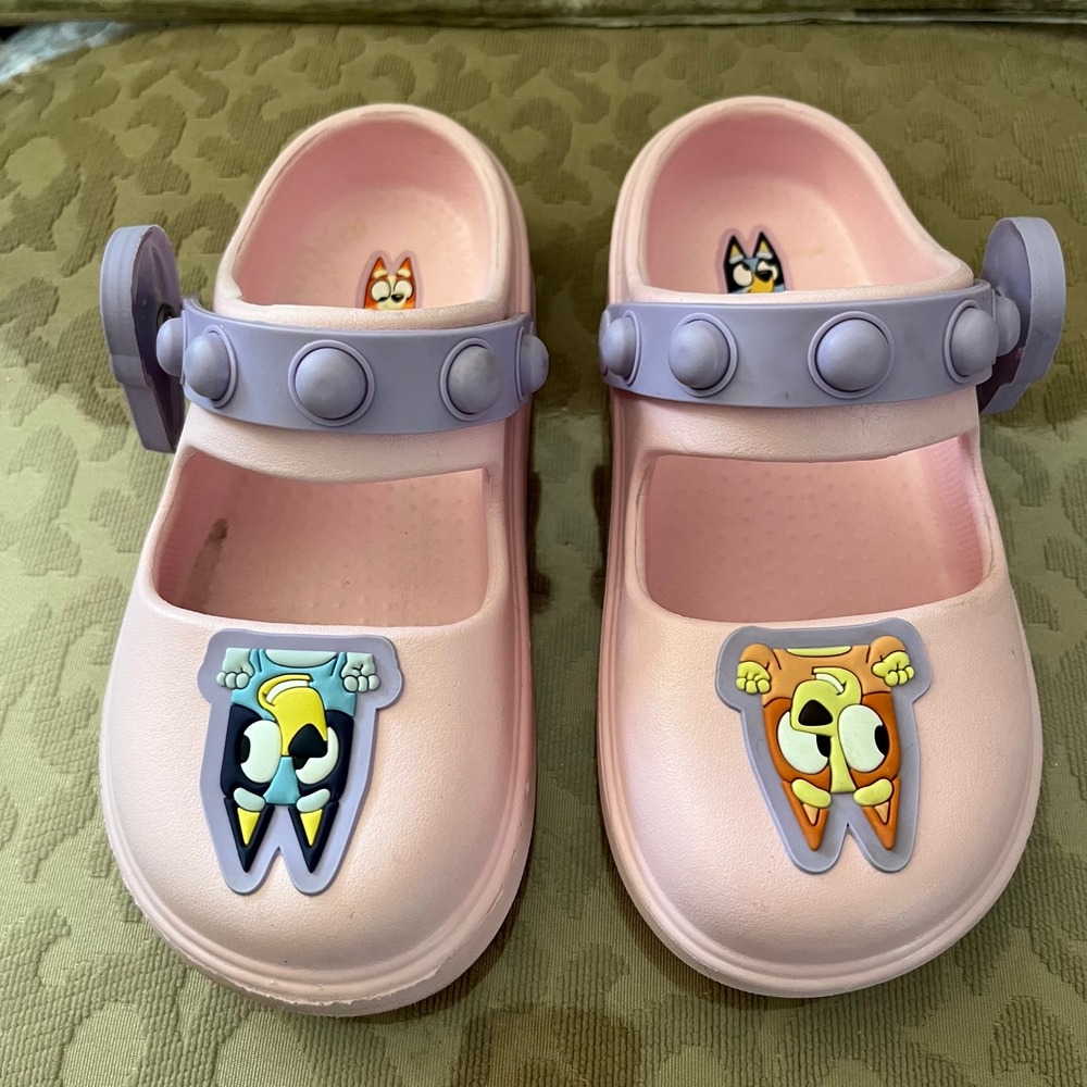 Ground Up Bluey Bingo Pink Purple Mary Jane Clogs Girls Size 12 GTBY26GU007